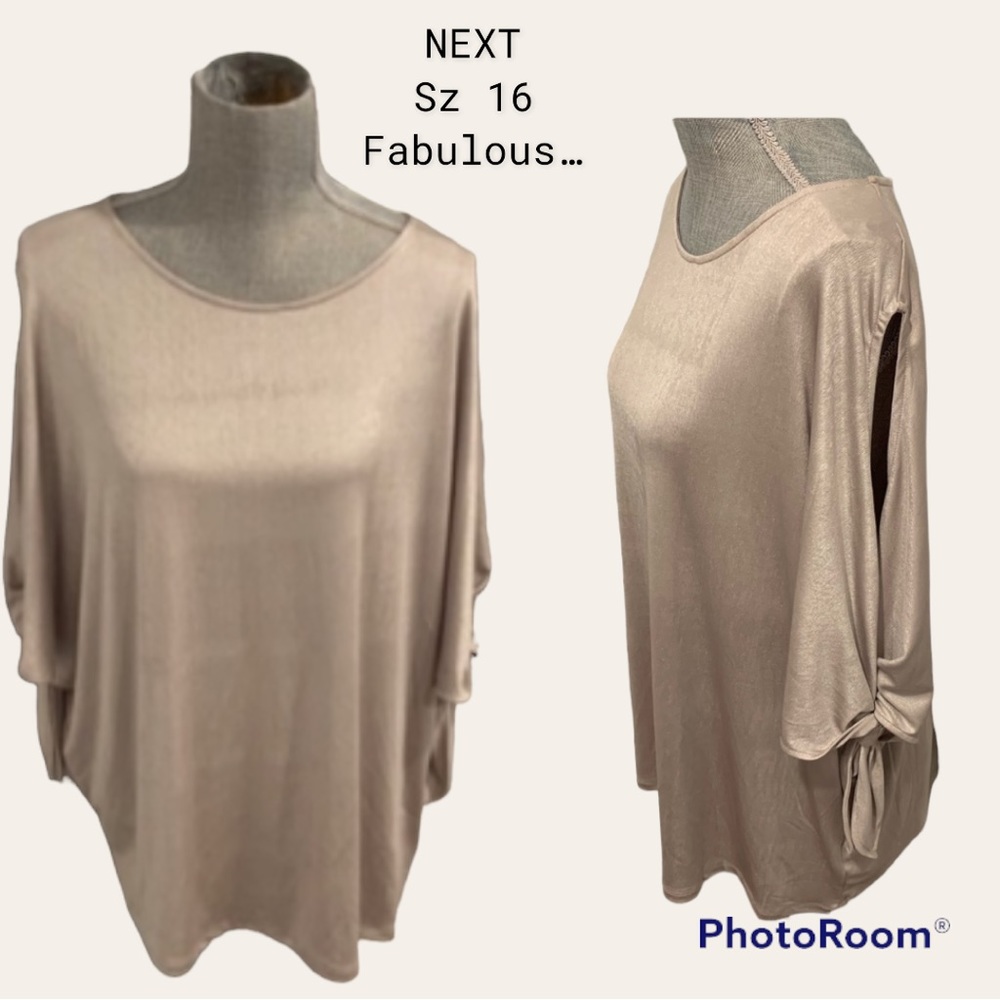 EUC From NEXT Beautiful cold shoulder gold color Sz 16 in US